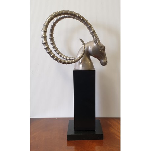 348 - Tall Chrome Rams Head Ornament, height 50cm