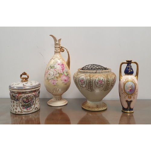 356 - Lot of 4x Pieces of Porcelain, Lidded Jar, Vases etc.