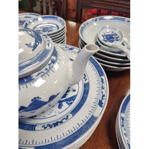 130 - Oriental Blue and White Large Chinese Dinner Ware