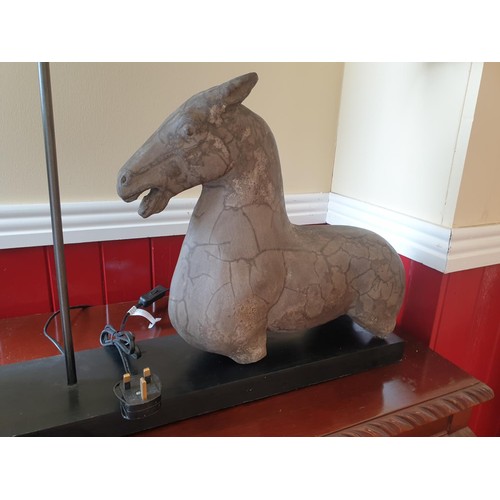 120 - Large Lamp with Heavy Base Featuring Two Horses (can easily be removed from base). H: 73cm x W: 90cm