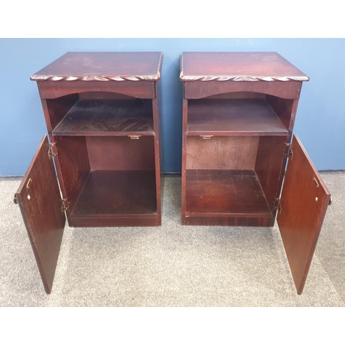 859 - Pair of Reproduction Mahogany Bedside Lockers, H:63 x W:40 x D:40cm