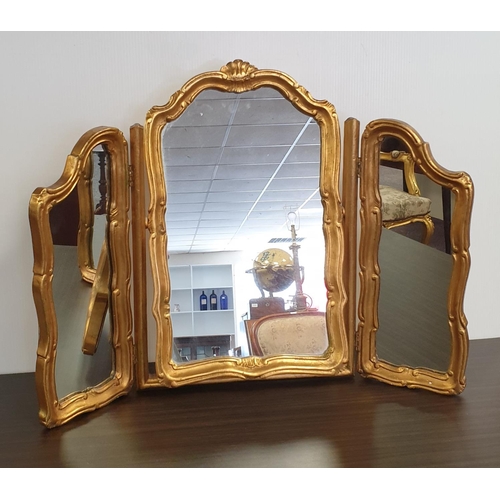 16 - Gilt Framed Three-Fold Dressing Table Mirror, H:61 x W:80cm