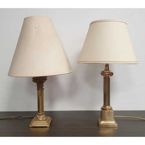 21 - Two Brass Table Lamps with Shades
