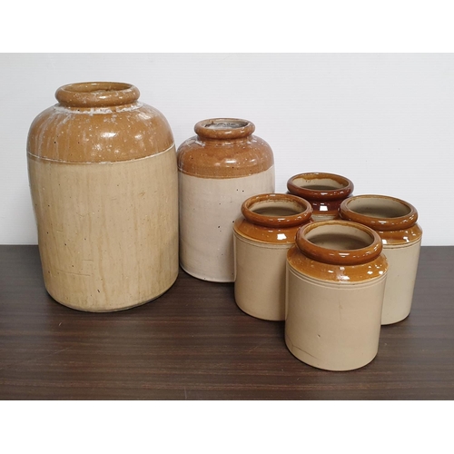 34 - Six Large Stoneware Jars, Larges H:40 x D:28cm