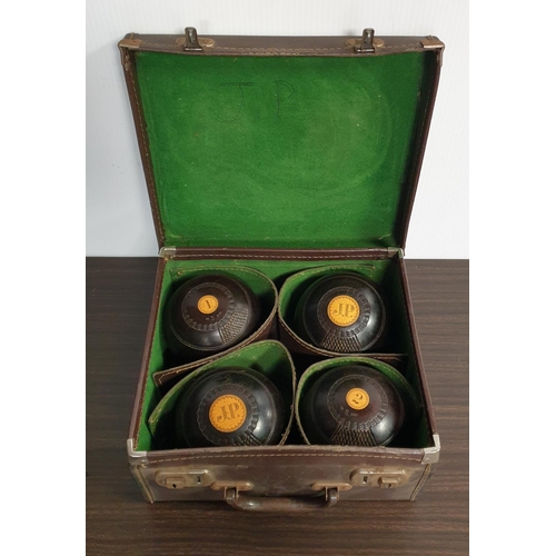 42 - Set of Four Monogrammed Boules in Case