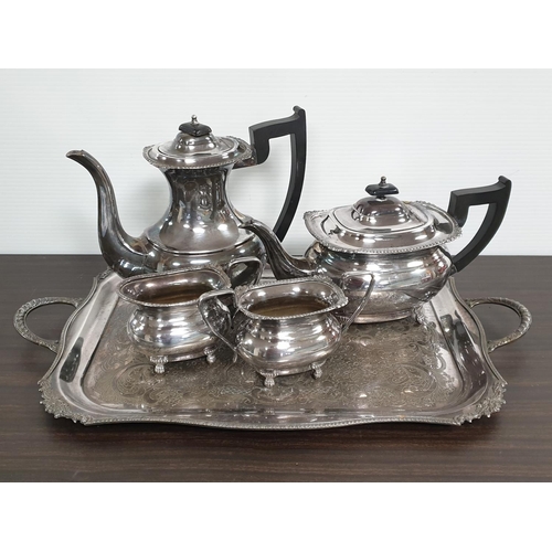 55 - Silver Plated Tea Set on Tray