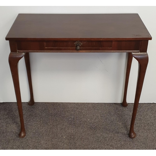 56 - Mahogany Hall Table with Single Drawer, H:71 x W:75 x d:37cm