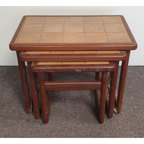 85 - Tile Top Nest of Three Tables, H:42 x W:54 x D:34cm