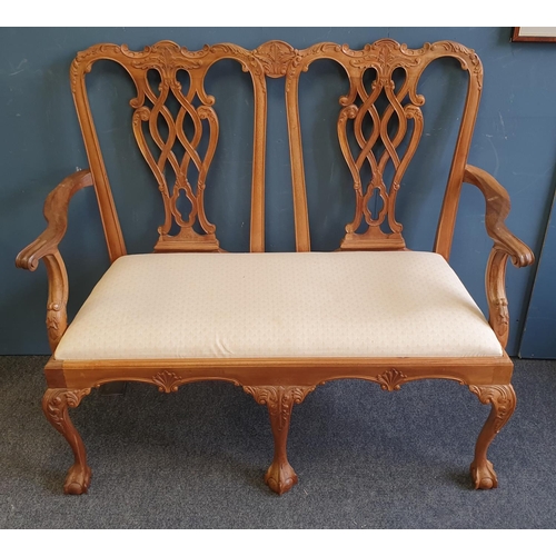 91 - Mahogany Framed Two Seater Settee, Width 117cm