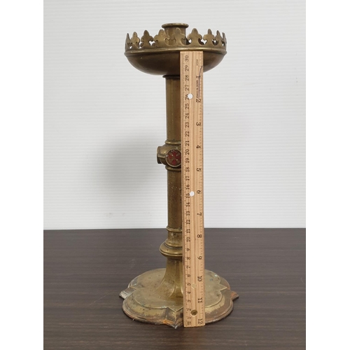 108 - Brass Candle Stick, Height 34cm