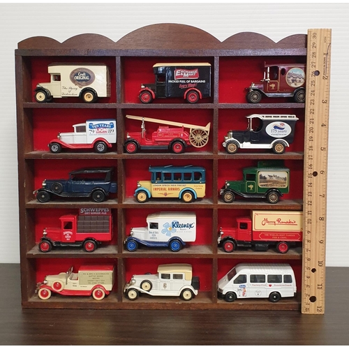 148 - Collection of Model Vehicles on Display Shelf, H:32 x W:33cm