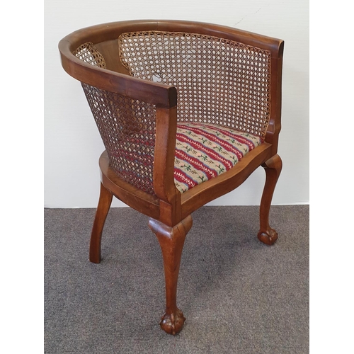 175 - Bergere Back Mahogany Tub Chair with Tapestry Upholstered Seat