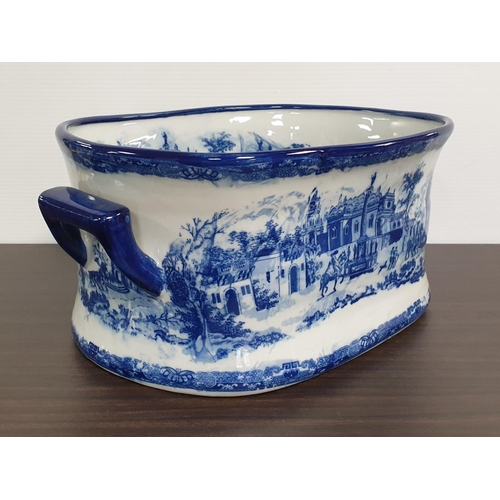 181 - Blue and White Twin Handled Porcelain Foot Bath