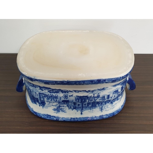 181 - Blue and White Twin Handled Porcelain Foot Bath