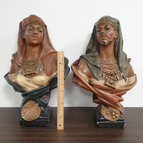 190 - Pair of Egyptian Style Ceramic Busts, Height 45cm