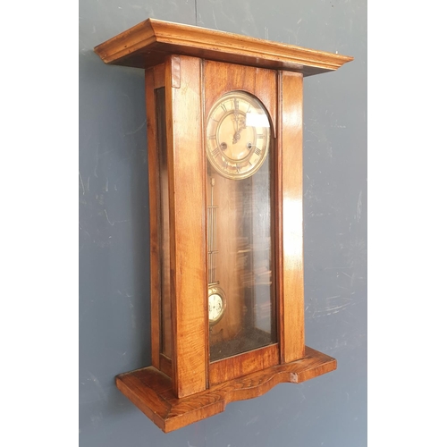 191 - Mahogany Wall Clock, H:57 x W:40cm