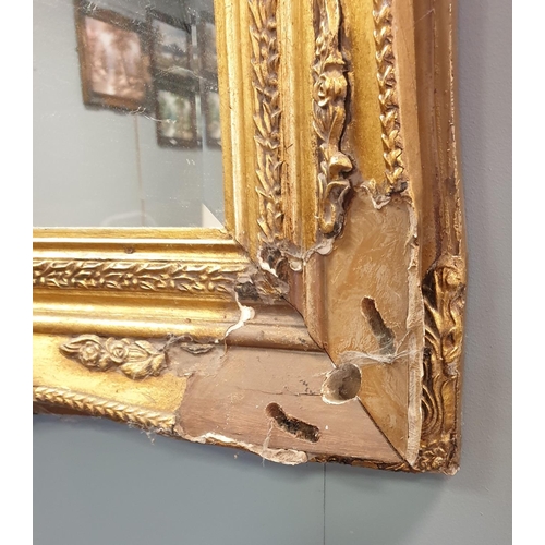 196 - Large Gilt Framed Bevelled Wall Mirror, H:117 x W:88cm