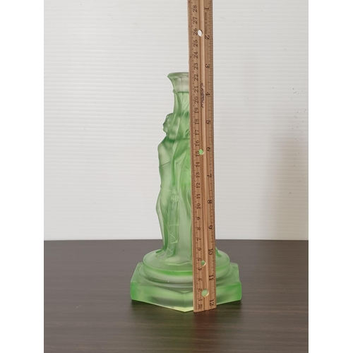 210 - Art Deco Glass Candlestick, Height 23cm