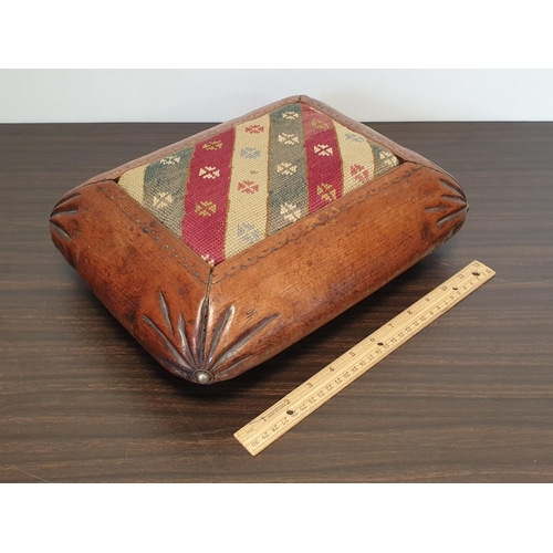 211 - Small Mahogany Tapestry Footstool, Length 35 x Depth 30cm