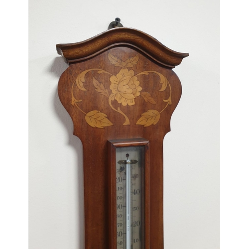 213 - Inlaid Mahogany Aneroid Barometer