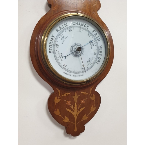 213 - Inlaid Mahogany Aneroid Barometer