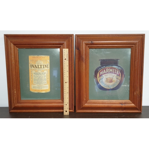 215 - Pair of Framed Advertising Prints - Marmite and Ovaltine. H:38 x W:32cm