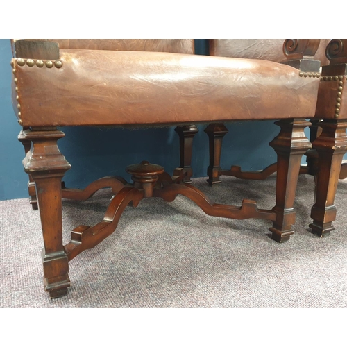 220 - Pair of Mahogany Framed Leather Armchairs