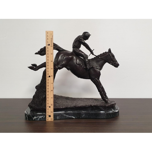 225 - Bronze Horse and Jockey Ornament on Marble Base