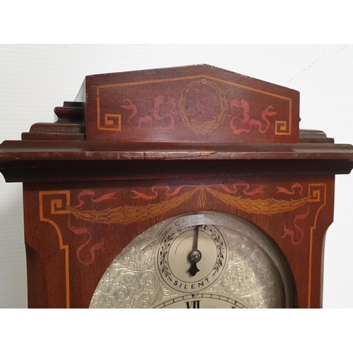 226 - Silver Dial Mahogany Inlaid Bracket Clock. Chiming Movement, Three Winding Holes.