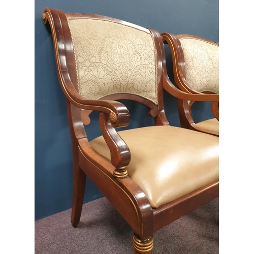 246 - Pair of Mahogany Armchairs with Leather Seats