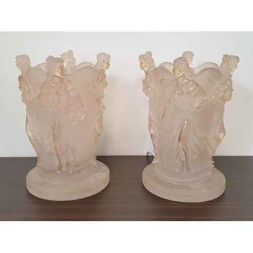 249 - Pair of Lalique Style Glass Table Lamps (working order)