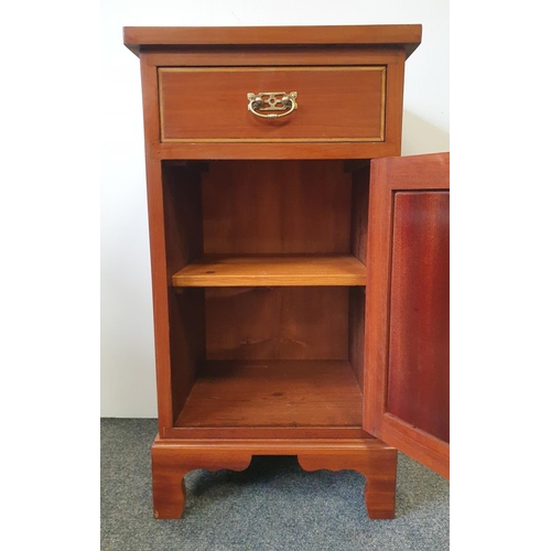 272 - Pair of Inlaid Mahogany One Door, 1 Drawer Bedside Lockers, H:76 x W:40 x D:34cm