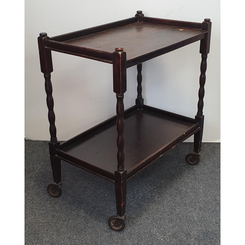 284 - Oak Two Tier Trolley on castors, H:79 x W:69 x D:41cm