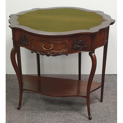 294 - Mahogany Folding Card Table with Single Drawer, H:73 x W:83 x D:40/80cm