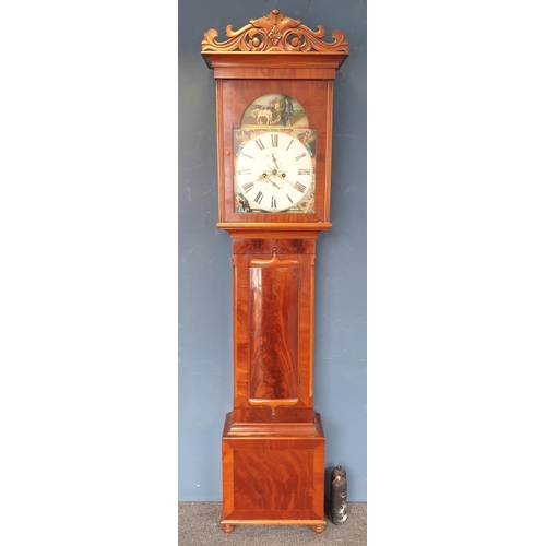 324 - 19th Century Mahogany Cased Grandfather Clock by J. Cameron of Kilmarnock, with Pendulum and Weights... 