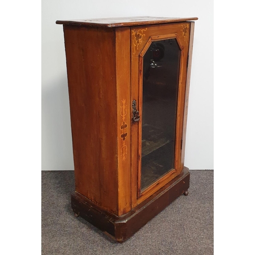 362 - Victorian Inlaid Display Cabinet on Castors, H:87 x W:55 x D:30cm