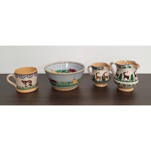 258 - Four Pieces of Nicholas Mosse Pottery - Landscape and Reindeer Patterns