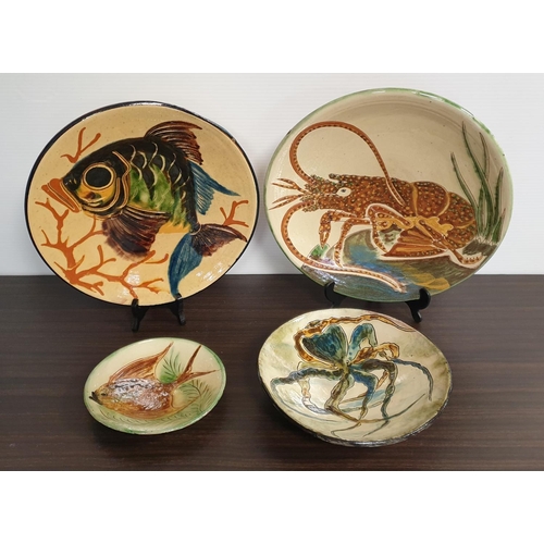 260 - Four Puigdemont Pottery Wall Plates, Largest Diameter 35cm, Smallest Diameter 18cm