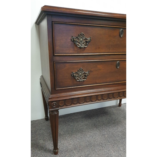 268 - Two Drawer Mahogany Chest, H:82 x W:85 x D:46cm