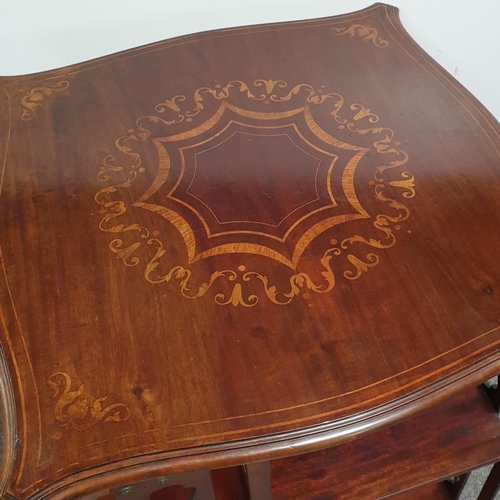 270 - Inlaid Revolving Bookcase with Fretwork Detail, H:81 x W:53 x D:54cm