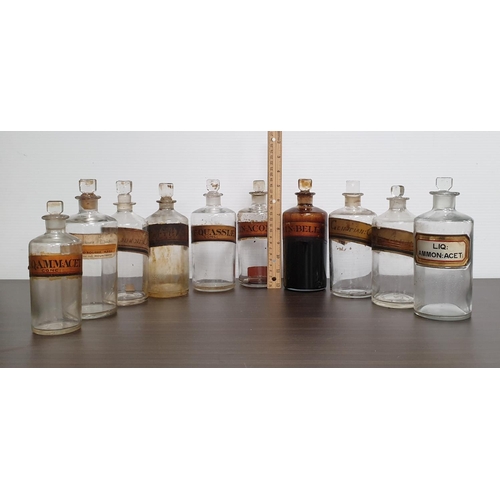 376 - Collection of 11x Apothecary Jars / Chemist's Bottles and spoons etc.