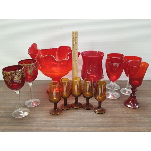 377 - Lot of Assorted Coloured Glassware