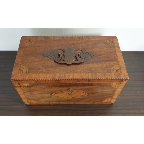 385 - Marquetry Inlaid Tea Caddy with Key