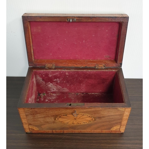 385 - Marquetry Inlaid Tea Caddy with Key