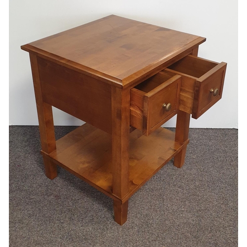 389 - Two Drawer End Table, H:60 x W:48 x D:45cm