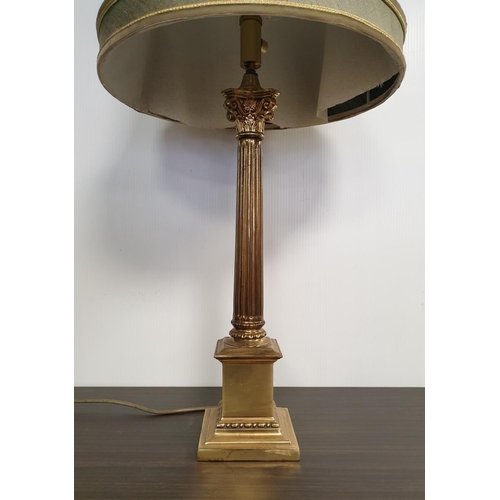 390 - Tall Brass Table Lamp with Shade, Height 87cm