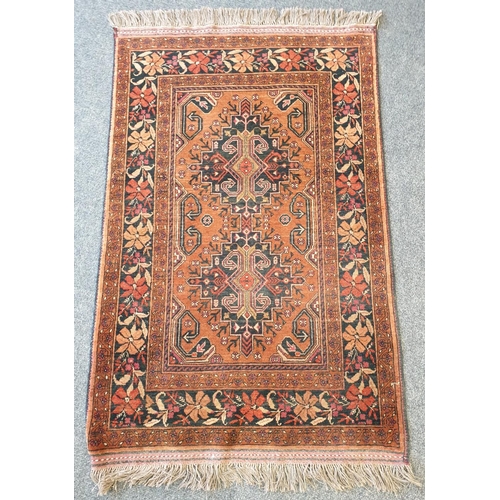 406 - Persian Style Orange Ground Rug, L:160 x W:100 approx.