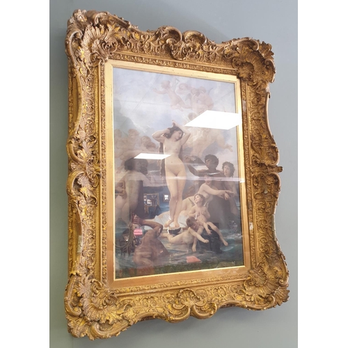 432 - Heavy Gilt Framed Print of Venus, H:90 x W:70cm