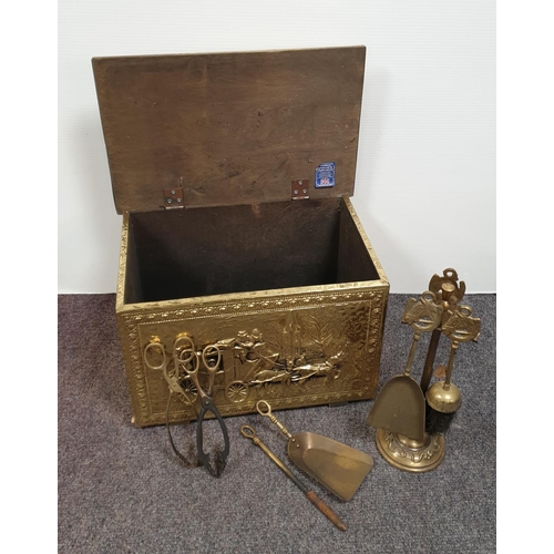 449 - Brass Coal Box and Companion Set etc