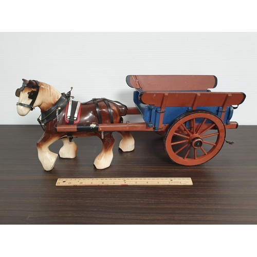 454 - Horse and Cart Ornament, Overall Length 55cm approx.